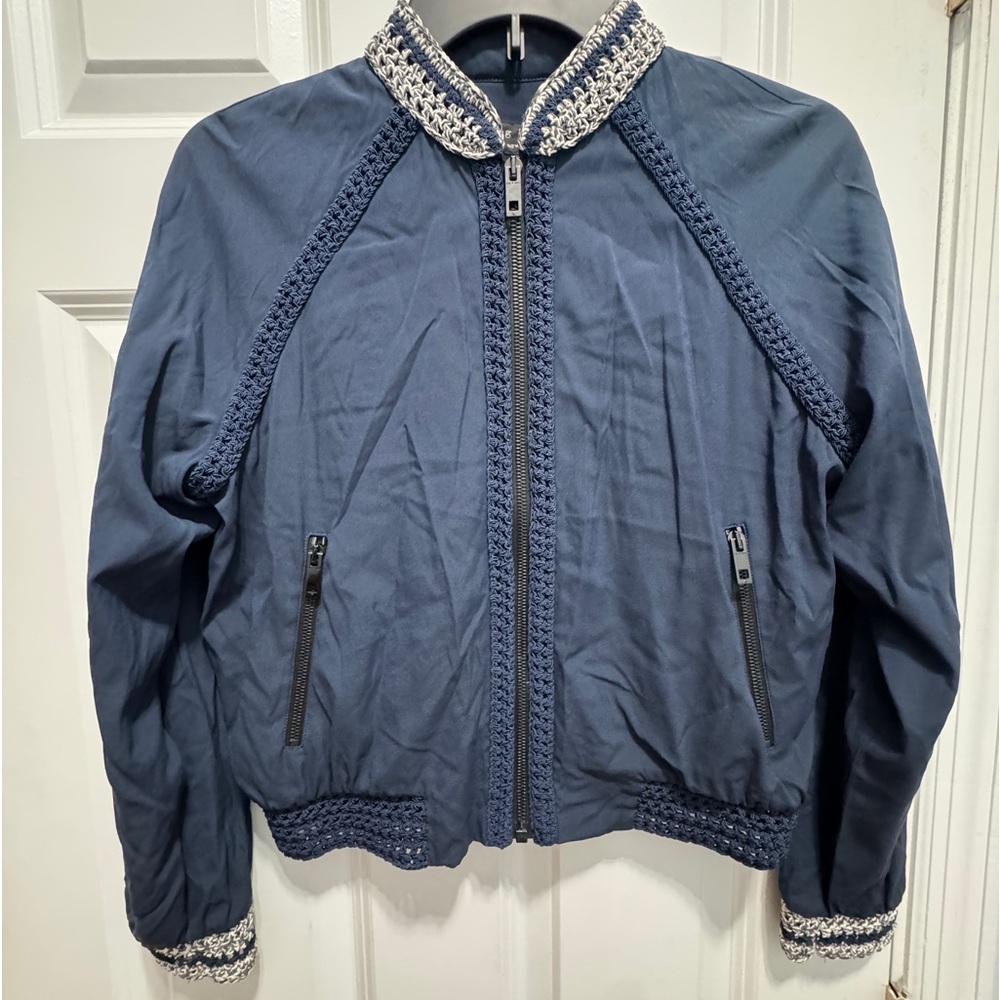 Rag & bone size XS silk jacket with crochet trim